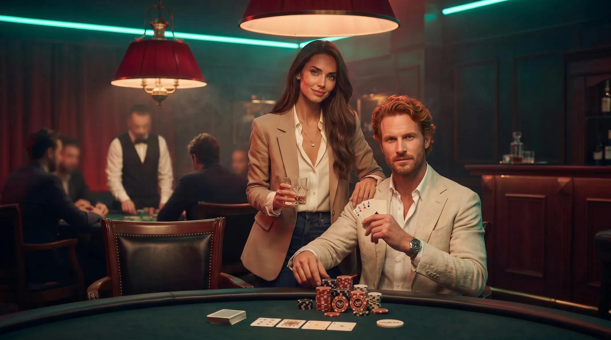 A 22Bet live dealer room with players at the table