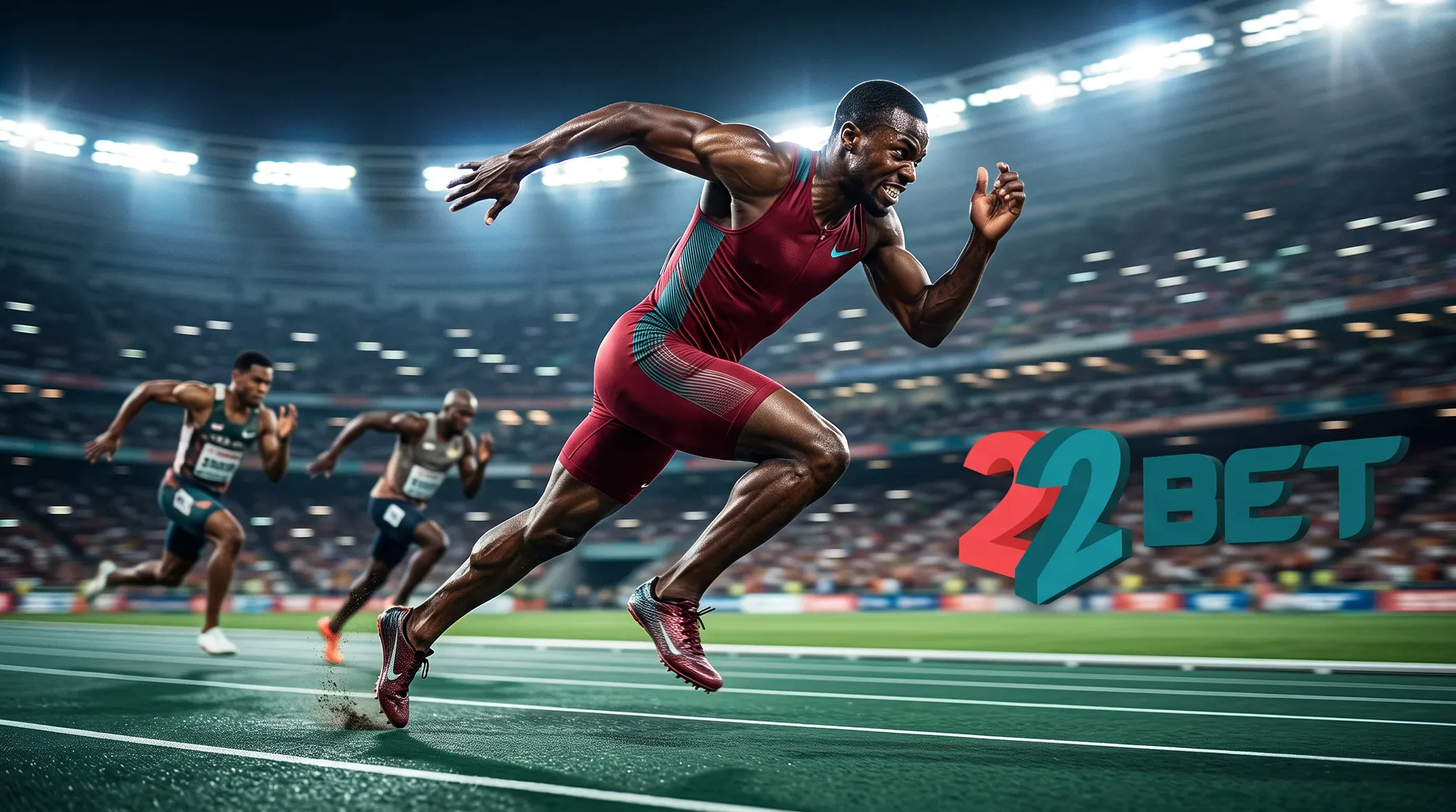 A 22Bet sprinter bursting from the blocks